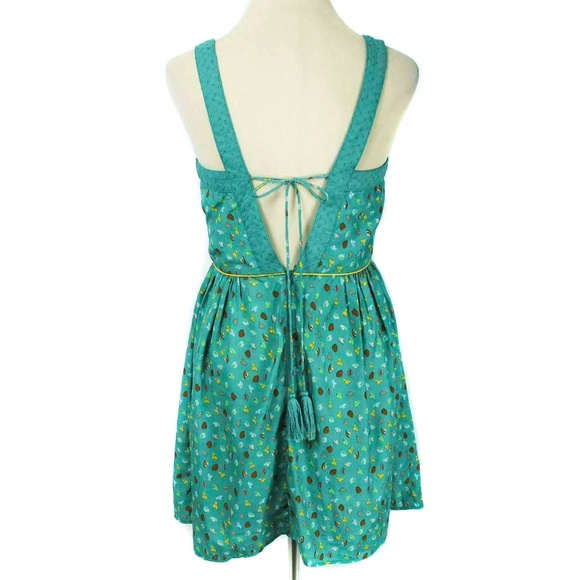 FLYING TOMATO Turquoise Hat Print Retro Empire Waist Dress - Picture 3 of 5